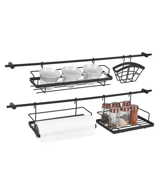 TADAR Reling kuchenny z akcesoriami 76 cm / czarny