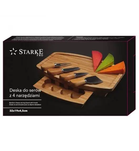 STARKE PRO Deska do sera z 4 akcesoriami do krojenia serów / 32 x 19 x 4,5 cm