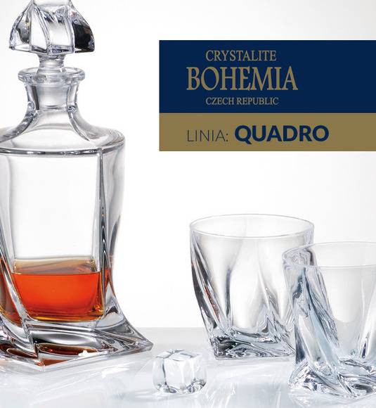 BOHEMIA QUADRO Komplet 12 szklanek do whisky 340 ml / Szkło kryształowe / CR60A500