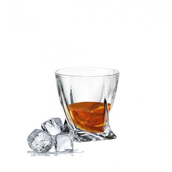 BOHEMIA QUADRO Komplet 12 szklanek do whisky 340 ml / Szkło kryształowe / CR60A500