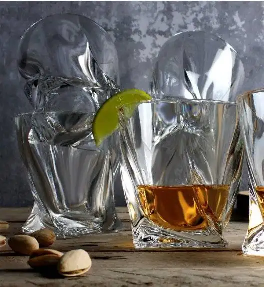 BOHEMIA QUADRO Komplet 12 szklanek do whisky 340 ml / Szkło kryształowe / CR60A500