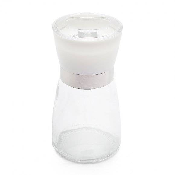 TADAR Szklany młynek do soli i pieprzu 170 ml / biały