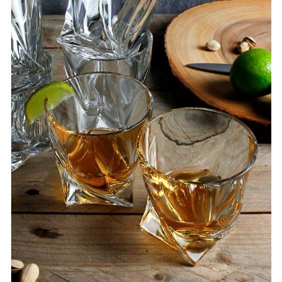 BOHEMIA QUADRO Komplet 18 szklanek do whisky 340 ml / Szkło kryształowe / CR60A500