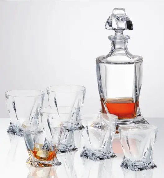BOHEMIA QUADRO Zestaw do whisky Karafka + szklanki / 13 el / szkło kryształowe