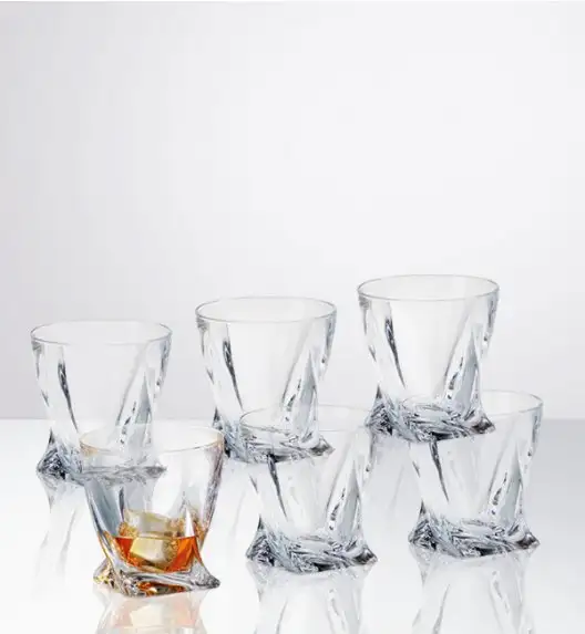 BOHEMIA QUADRO Zestaw do whisky Karafka + szklanki / 13 el / szkło kryształowe