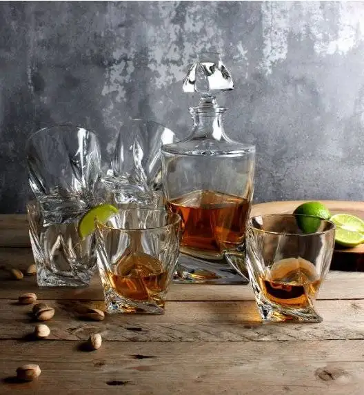 BOHEMIA QUADRO Zestaw do whisky Karafka + szklanki / 13 el / szkło kryształowe CR71A500