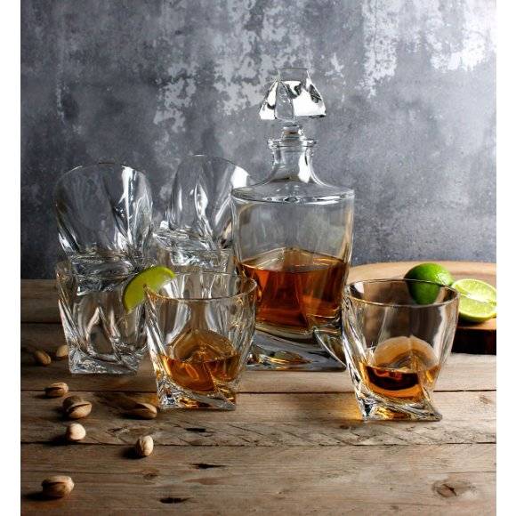 BOHEMIA QUADRO Zestaw do whisky Karafka + szklanki / 13 el / szkło kryształowe
