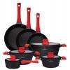 ZWIEGER OBSIDIAN Komplet Garnki 6 el z pokrywkami 5,5l/ 3,5l/ 2l +rondel +patelnia 20, 24, 28 cm / GREBLON