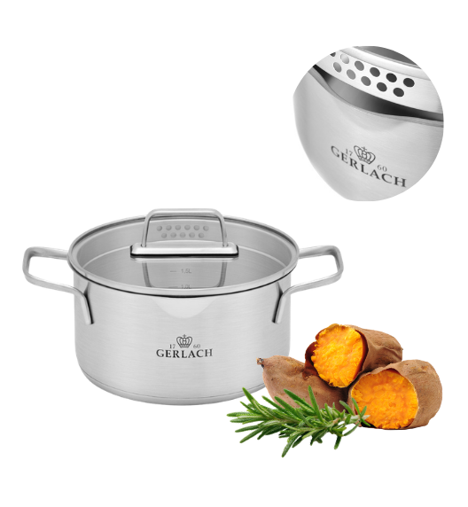GERLACH AMBIENTE GARNEK 2,5 L Z POKRYWKĄ 20 cm / stal nierdzewna 
