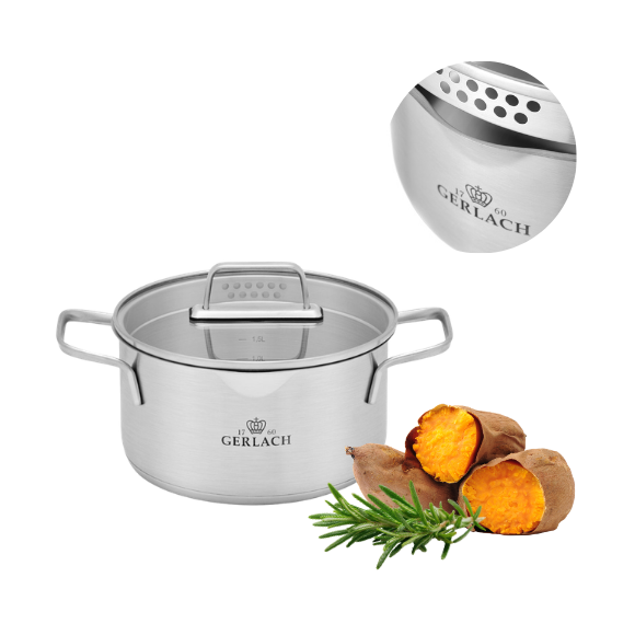 GERLACH AMBIENTE GARNEK 2,5 L Z POKRYWKĄ 20 cm / stal nierdzewna 