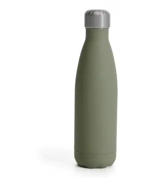 SAGAFORM TO GO Termiczna butelka stalowa zielona matowa gumowana 0,5 l 