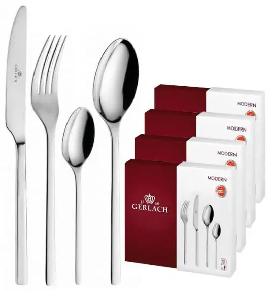 Gerlach Modern Sztućce Komplet 96 el (4x24) pudełko / 24 osoby/ połysk