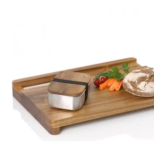 AdHoc COTTO Deska 48 x 25 cm + lunchbox / pojemnik śniadaniowy 600 ml / stal + drewno akacjowe