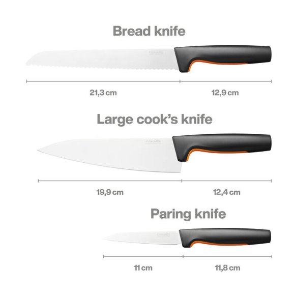 FISKARS FUNCTIONAL FORM 1057559 Komplet 3 noży kuchennych STARTER SET w pudełku / stal nierdzewna