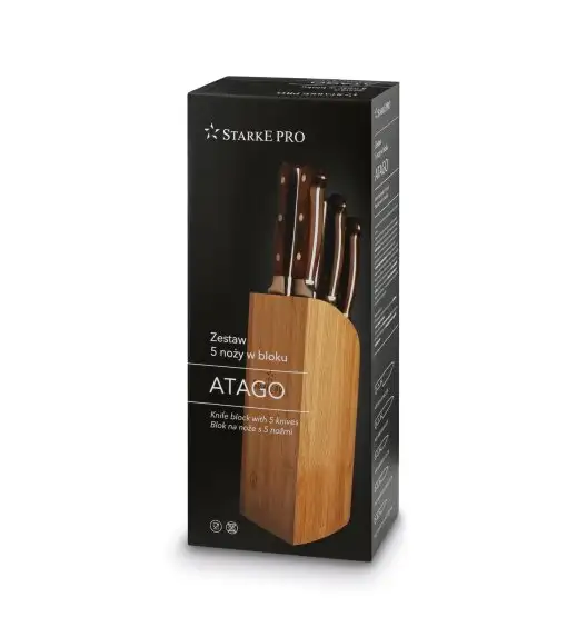 STARKE ATAGO Komplet noży kuchennych w bloku 6 el. / drewno kauczukowe / niemiecka jakość 