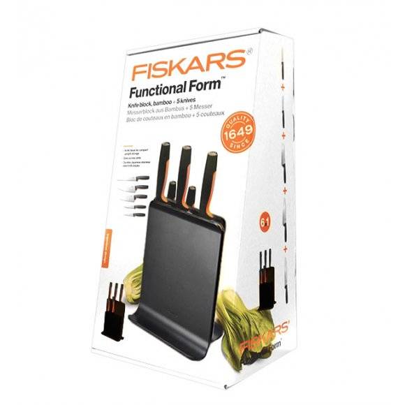 FISKARS FUNCTIONAL FORM 1057554 Komplet 5 noży w bloku czarnym + NN ostrzałka uniwersalna