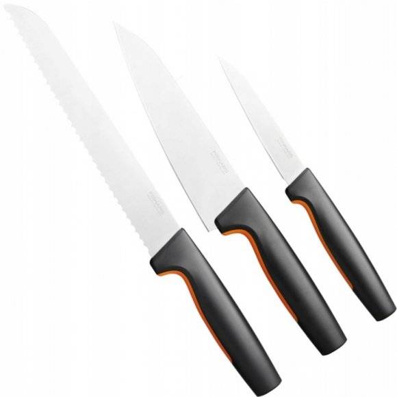 FISKARS FUNCTIONAL FORM 1057559 Komplet 3 noży kuchennych STARTER SET w pudełku+ ostrzałka Fiskars Essential