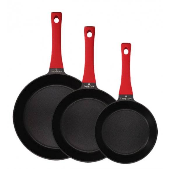 ZWIEGER OBSIDIAN Komplet Garnki 6 el z pokrywkami 5,5l / 3,5l / 2l + Garnki luz + Patelnia 20, 24, 28 cm