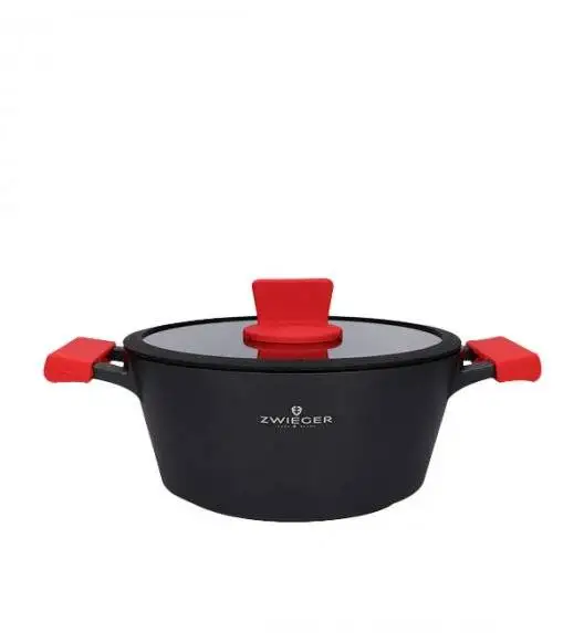 ZWIEGER OBSIDIAN Komplet Garnki 6 el z pokrywkami 5,5l/ 3,5l/ 2l +garnki luz +patelnia 20, 24, 28 cm / GREBLON