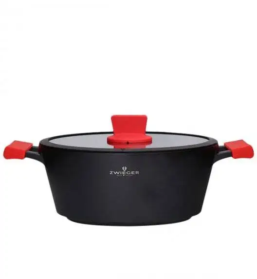 ZWIEGER OBSIDIAN Komplet Garnki 6 el z pokrywkami 5,5l/ 3,5l/ 2l +garnki luz +patelnia 20, 24, 28 cm / GREBLON