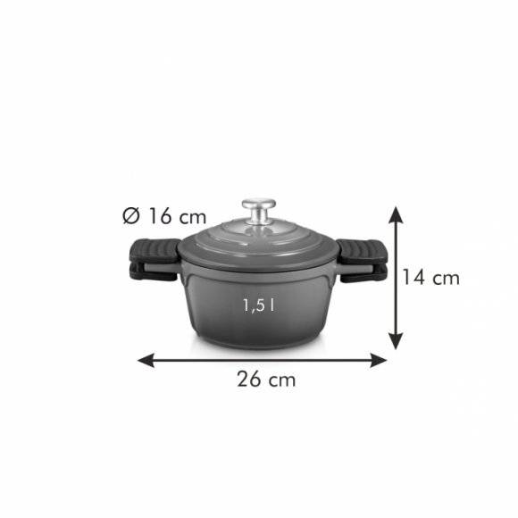 TESCOMA BORDEAUX Garnek z pokrywą 1,5 l Indukcja / Średnica 16 cm / Czerwony