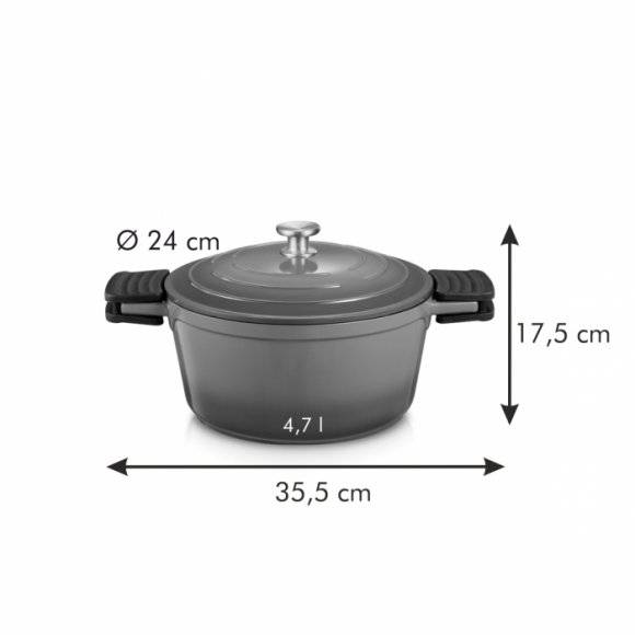 TESCOMA BORDEAUX Garnek z pokrywą 4,7 l Indukcja / Średnica 24 cm / Czerwony