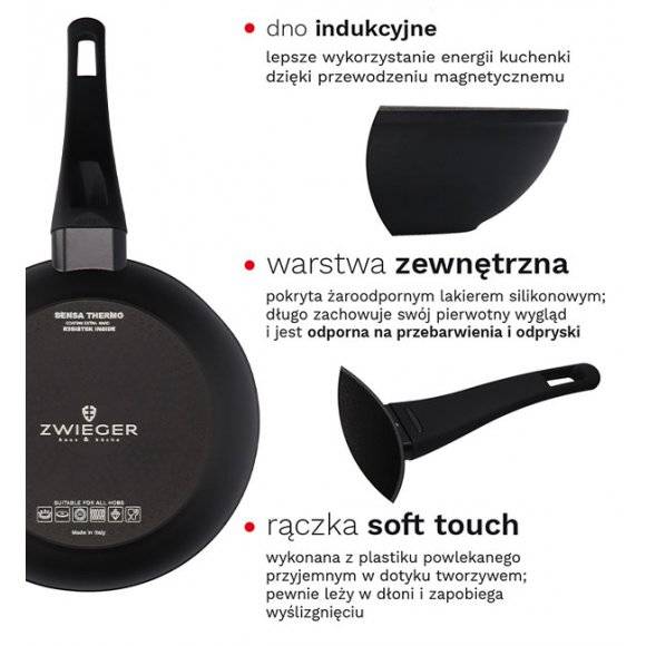 ZWIEGER SENSA THERMO Patelnia 24 cm / powłoka R3SISTEK