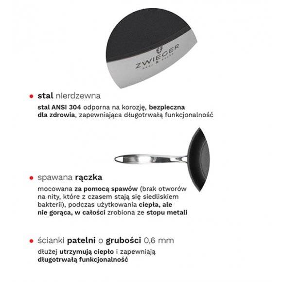 ZWIEGER VISIONARY Patelnia stalowa 28 cm / powłoka QUANTANIUM / indukcja