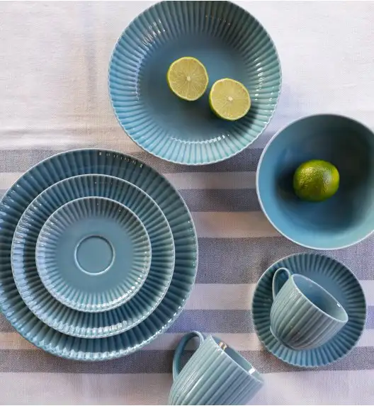 LUBIANA DAISY WATERFALL K6 Serwis obiadowo - kawowy 12 osób / 60 elementów / turkusowy