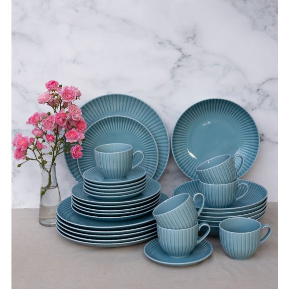 LUBIANA DAISY WATERFALL K6 Serwis obiadowo - kawowy 18 osób / 90 elementów / turkusowy