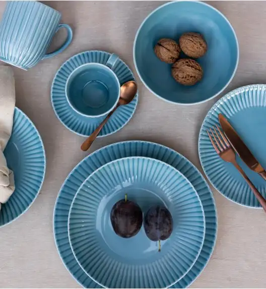 LUBIANA DAISY WATERFALL K6 Serwis obiadowo - kawowy 24 osoby / 120 elementów / turkusowy