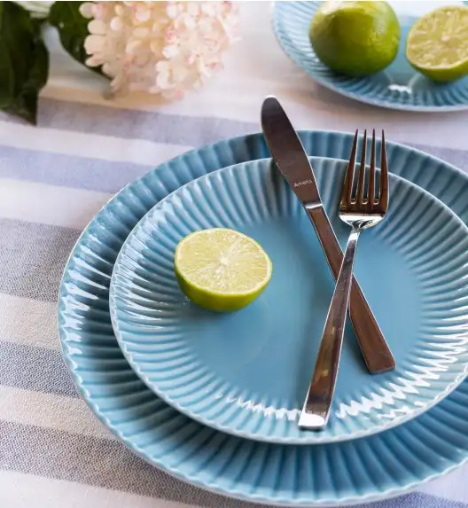 LUBIANA DAISY WATERFALL K6 Serwis obiadowo - kawowy 24 osoby / 120 elementów / turkusowy