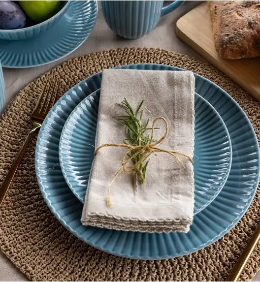 LUBIANA DAISY WATERFALL K6 Serwis obiadowo - kawowy 12 osób / 72 elementy / turkusowy