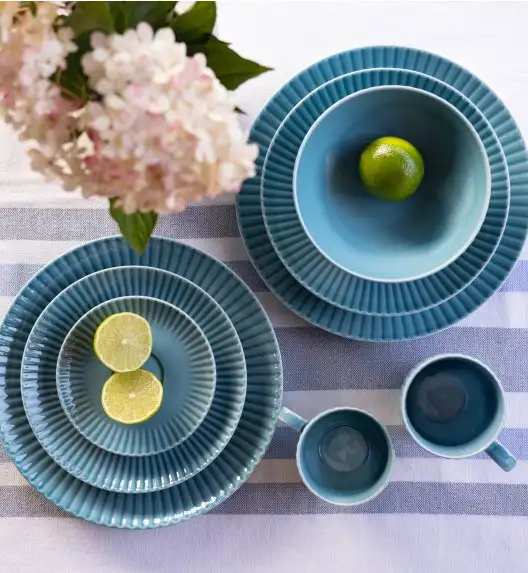 LUBIANA DAISY WATERFALL K6 Serwis obiadowo - kawowy 12 osób / 72 elementy / turkusowy