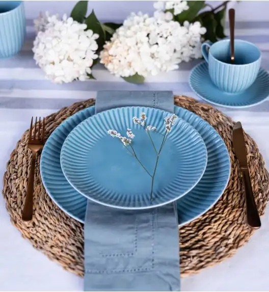 LUBIANA DAISY WATERFALL K6 Serwis obiadowo - kawowy 24 osoby / 144 elementy / turkusowy