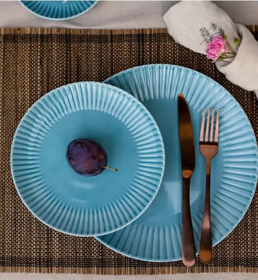 LUBIANA DAISY WATERFALL K6 Serwis obiadowo - kawowy 24 osoby / 144 elementy / turkusowy