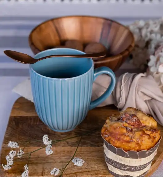 LUBIANA DAISY WATERFALL K6 Serwis obiadowo - kawowy 12 osób / 84 elementy / turkusowy