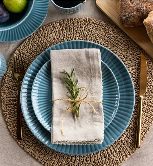 LUBIANA DAISY WATERFALL K6 Serwis obiadowo - kawowy 24 osoby / 168 elementów / turkusowy