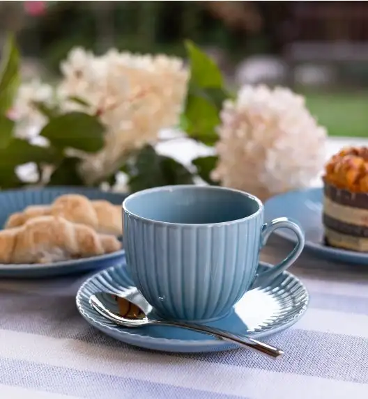 LUBIANA DAISY WATERFALL K6 Serwis obiadowo - kawowy 24 osoby / 168 elementów / turkusowy