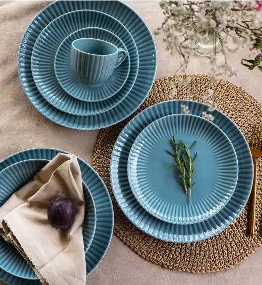 LUBIANA DAISY WATERFALL K6 Serwis obiadowo - kawowy 18 osób / 126 elementów / turkusowy