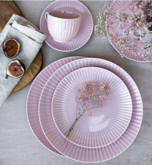 LUBIANA DAISY SUNSET K7 Serwis obiadowo - kawowy 24 osoby / 120 elementów / różowy