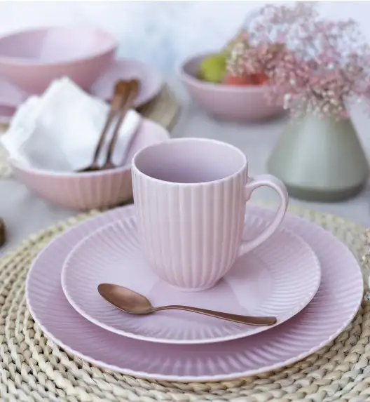 LUBIANA DAISY SUNSET K7 Serwis obiadowo - kawowy 12 osób / 72 elementy / różowy