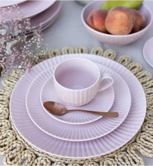 LUBIANA DAISY SUNSET K7 Serwis obiadowo - kawowy 12 osób / 72 elementy / różowy