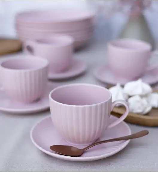 LUBIANA DAISY SUNSET K7 Serwis obiadowo - kawowy 24 osoby / 144 elementów / różowy