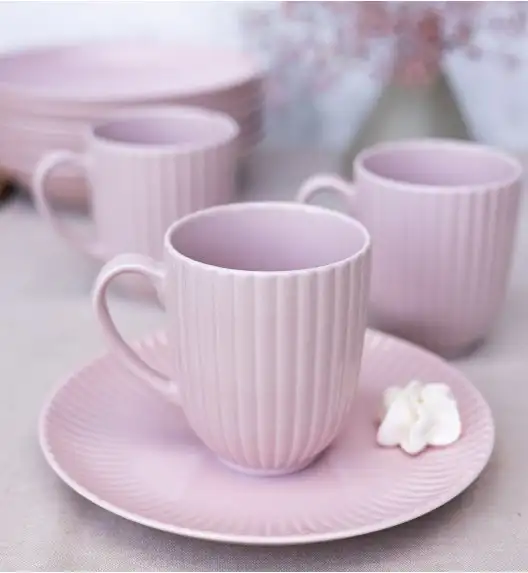 LUBIANA DAISY SUNSET K7 Serwis obiadowo - kawowy 12 osób / 84 elementy / różowy