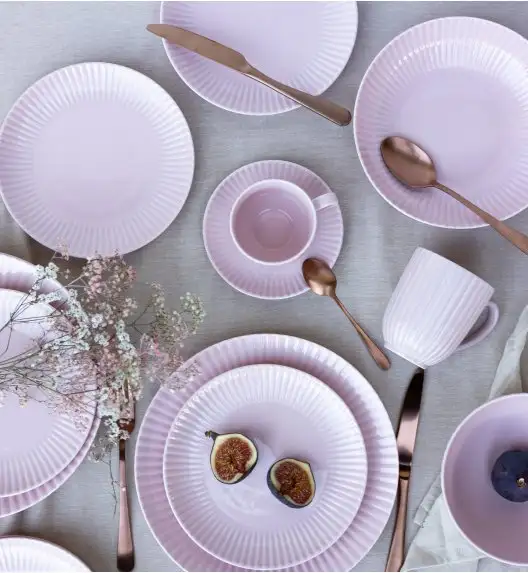 LUBIANA DAISY SUNSET K7 Serwis obiadowo - kawowy 12 osób / 84 elementy / różowy