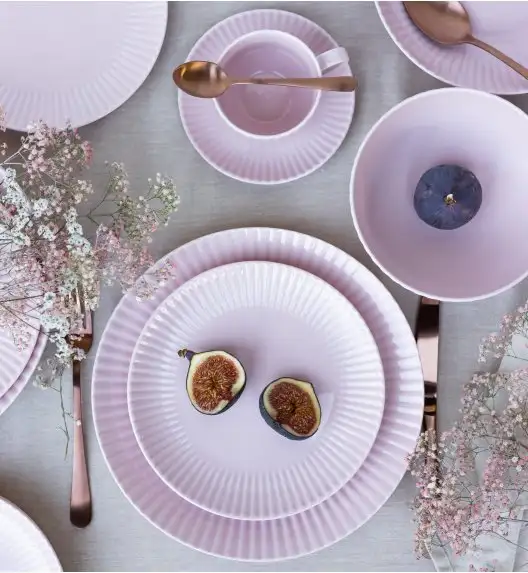 LUBIANA DAISY SUNSET K7 Serwis obiadowo - kawowy 12 osób / 84 elementy / różowy