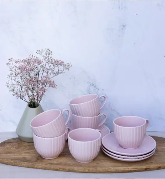 LUBIANA DAISY SUNSET K7 Serwis obiadowo - kawowy 24 osoby / 168 elementów / różowy