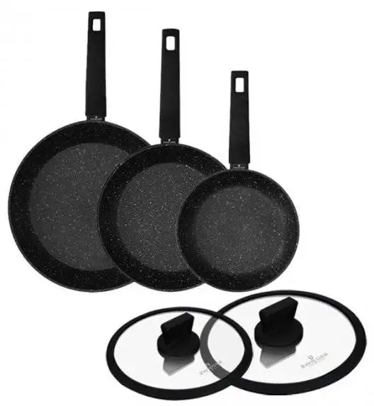 ZWIEGER FORTE Komplet Patelnia aluminiowa 20, 24, 28 cm + pokrywki / powłoka granitowa PFLUON / indukcja