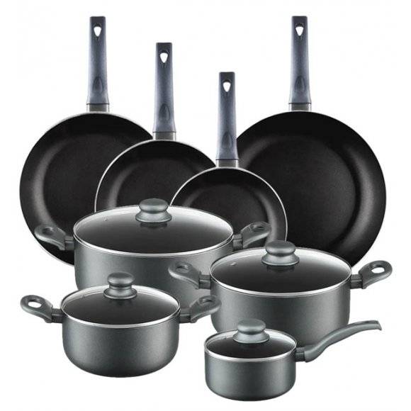 AMBITION GRAPHITE Komplet garnków z pokrywkami 20, 24, 28 cm + Rondel 16 cm + Zestaw Patelni 20, 24, 28, 30 cm / Powłoka ILAG BASIC